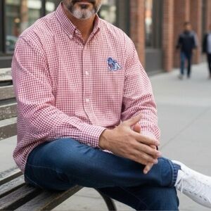 FRESNO STATE BULLDOGS/  Red Checkered Men's Shirt